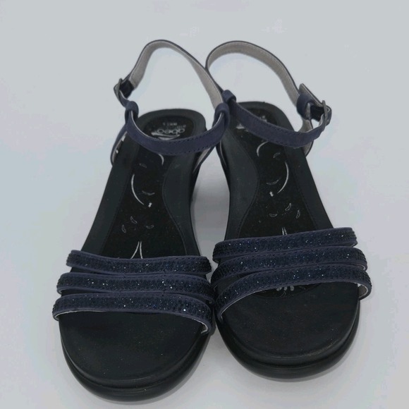 ABEO Grace Metatarsal Mid Heel Sandals Blue Rhinestone Slingback Womens 7.5 Med - Picture 3 of 9